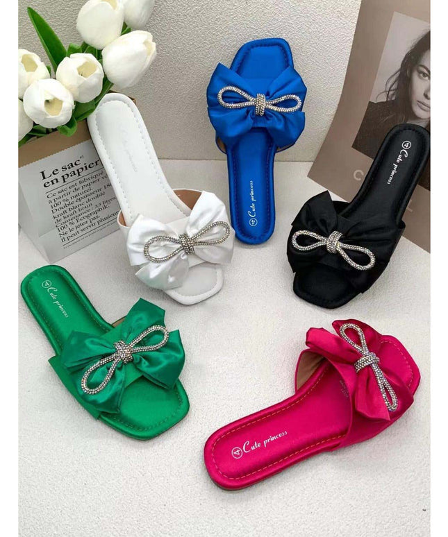 Rhinestone Bow-Knot Open-Toe Sandals