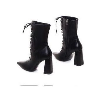 Pointed Toe Lace-Up Boots