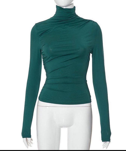 Long Sleeve Round Neck Ruched Top