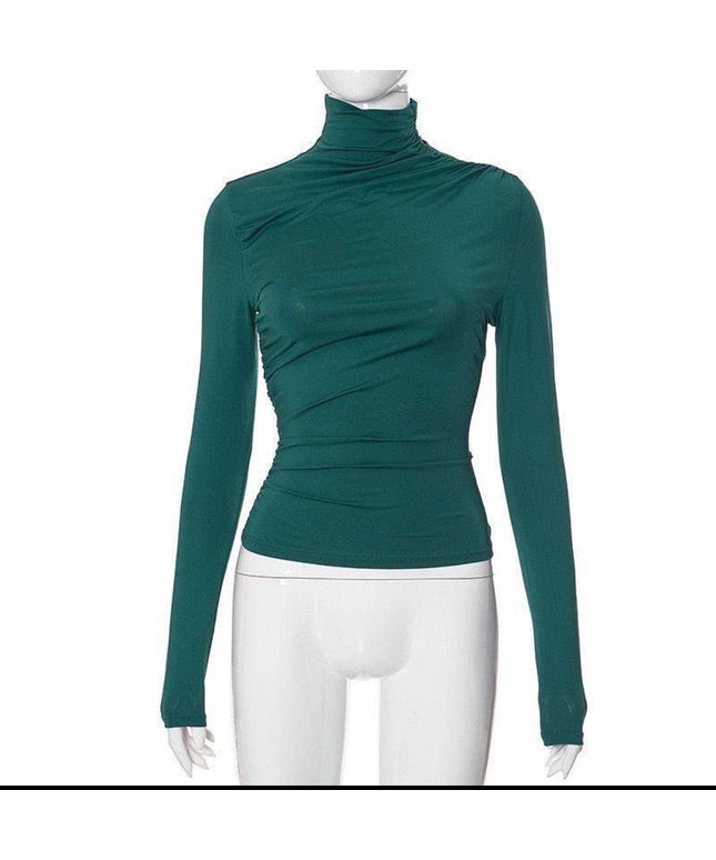 Long Sleeve Round Neck Ruched Top