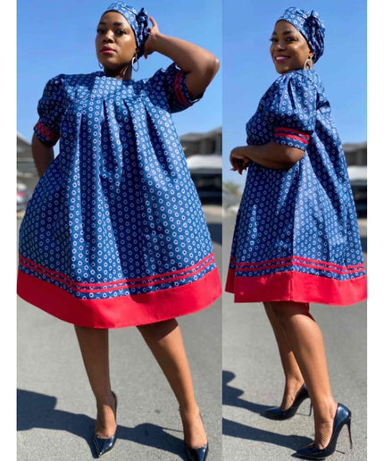 Short Sleeve Bubble Ankara Dress