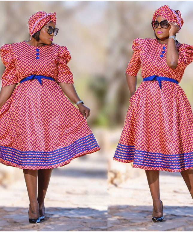 Short Sleeve Midi Ankara Dress