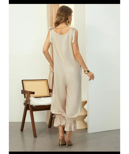 Loose Cold Shoulder V-Neck Jumpsuits