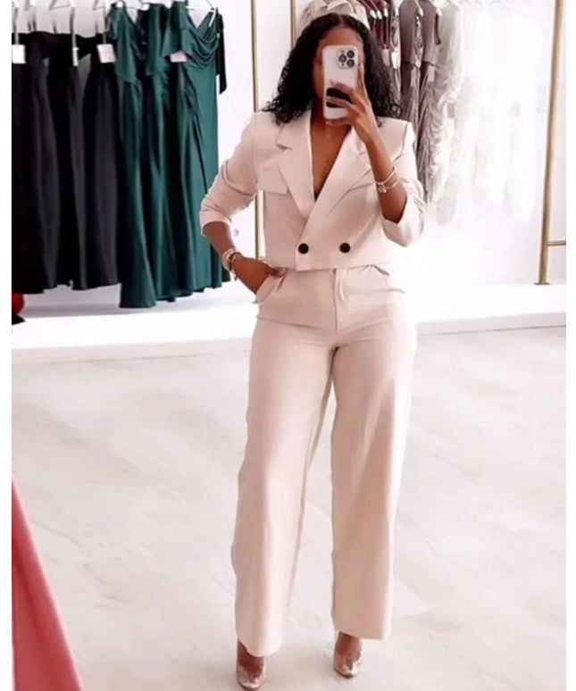 High Waisted Pant & Crop Blazer set