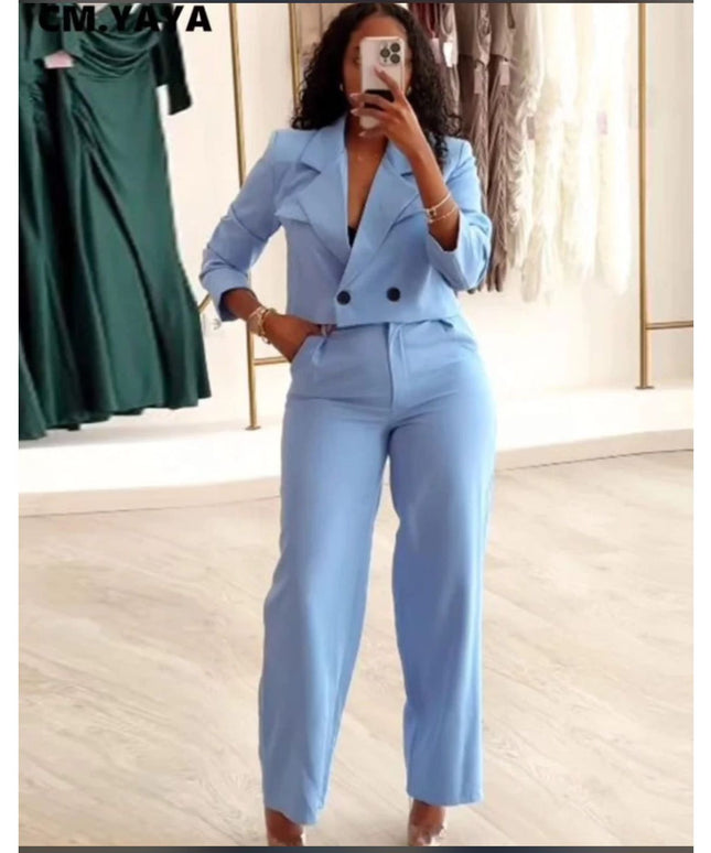 High Waisted Pant & Crop Blazer set