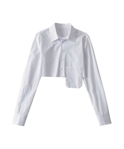 One Pocket Longsleeve Crop Shirt