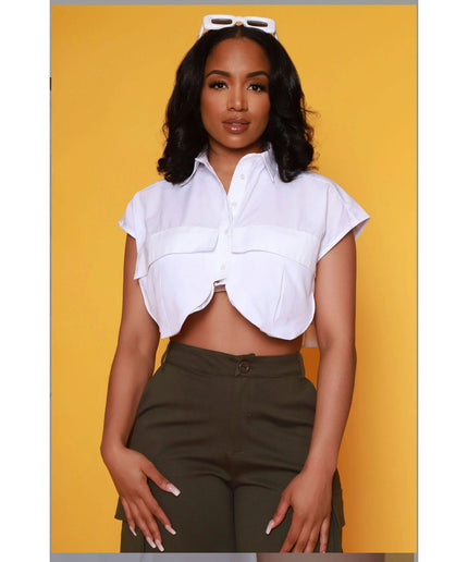 Sleeveless Oversized Crop Top Shirt