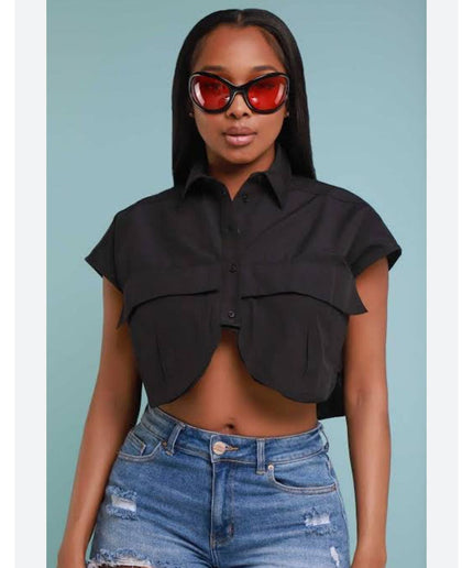 Sleeveless Oversized Crop Top Shirt