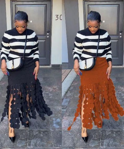 Fringed Maxi Skirt