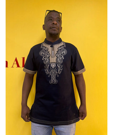 Mens African Vintage Embroidered T-Shirt