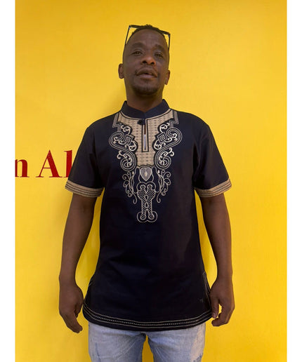 Mens African Vintage Embroidered T-Shirt