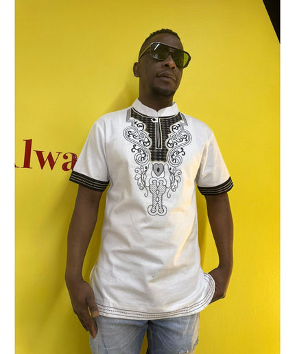 Mens African Vintage Embroidered T-Shirt