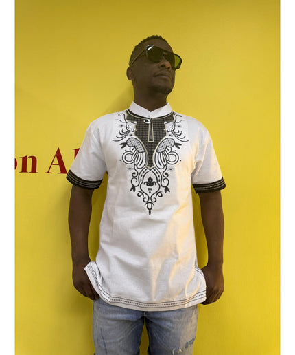 Mens African Vintage Embroidered T-Shirt