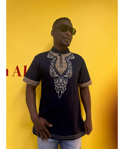 Mens African Vintage Embroidered T-Shirt