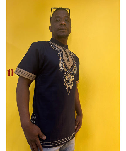 Mens African Vintage Embroidered T-Shirt