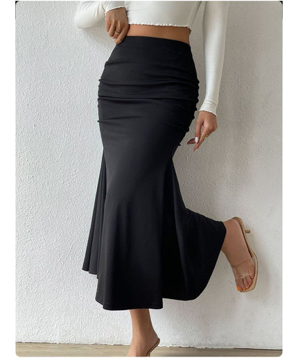 Satin Pencil Long Skirt