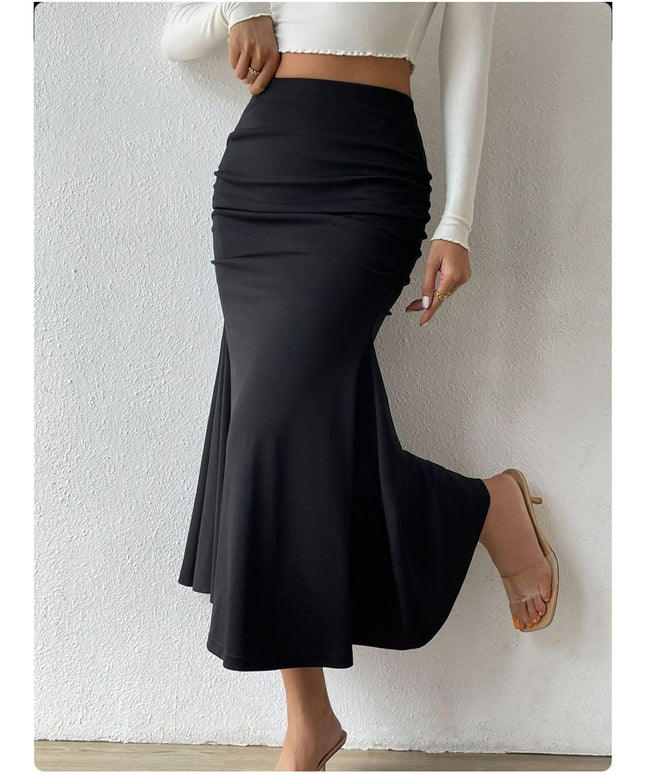 Satin Pencil Long Skirt