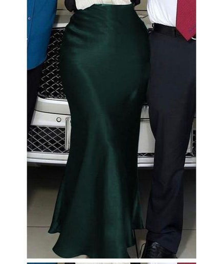 Satin Pencil Long Skirt