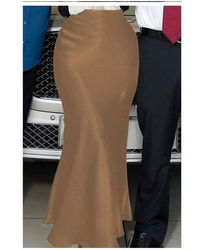 Satin Pencil Long Skirt