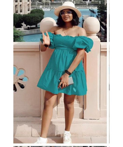 Cold Shoulder Bubble Mini Dress