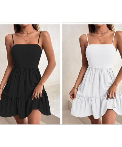 Solid Ruffle Hem Cami Dress