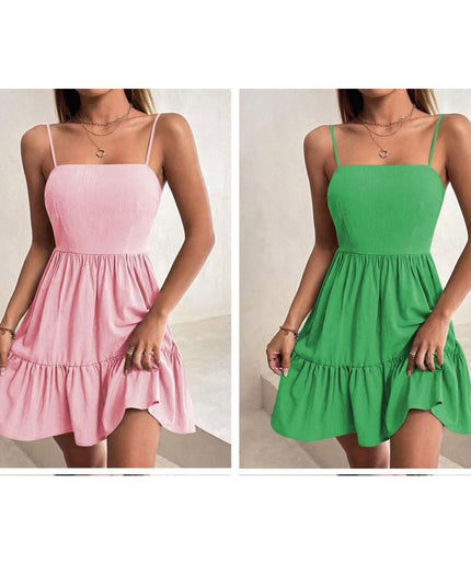 Solid Ruffle Hem Cami Dress