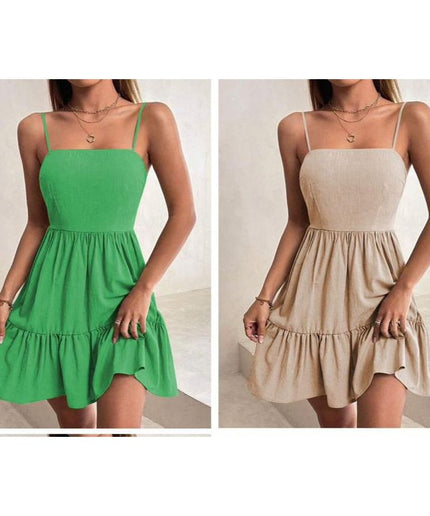 Solid Ruffle Hem Cami Dress