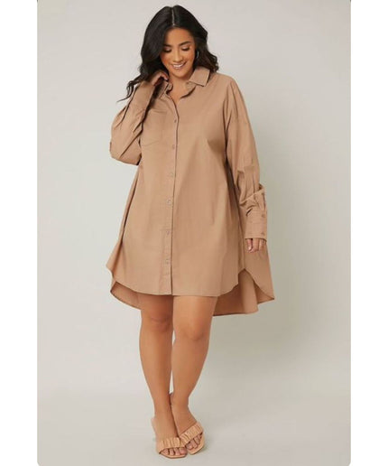 High-Low Midi Shirt Dress