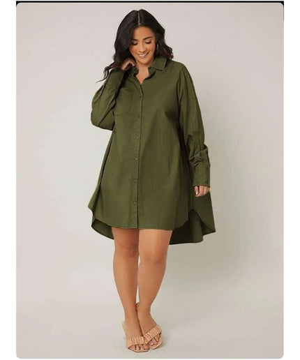 High-Low Midi Shirt Dress