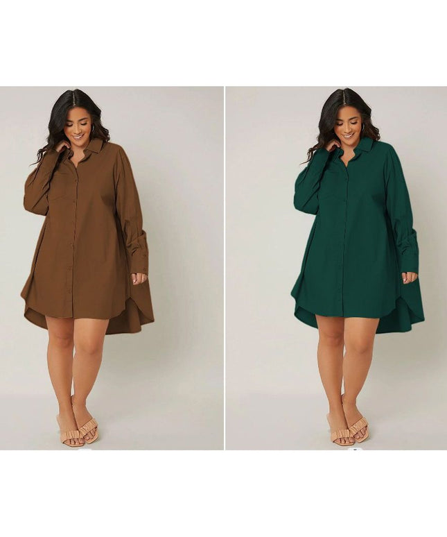 High-Low Midi Shirt Dress