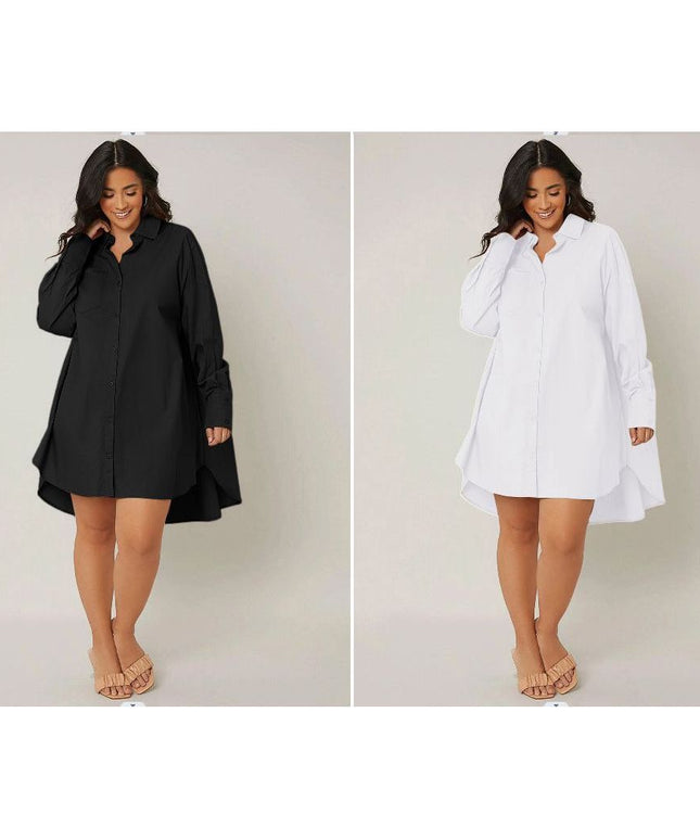 High-Low Midi Shirt Dress