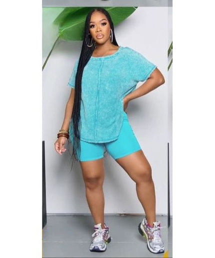 Casual Sports Two Piece Set Short Sleeve T-Shirt with Short Tights