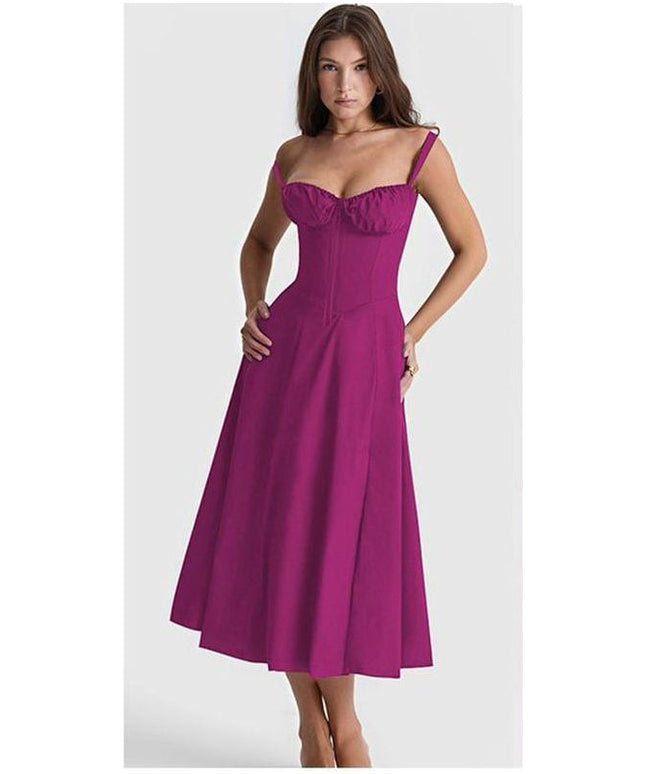 Elegant Corset Casual Formal Long Satin Dress