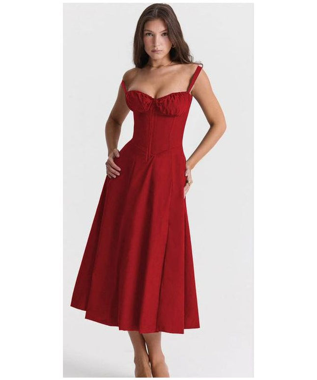 Elegant Corset Casual Formal Long Satin Dress