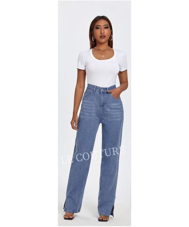 Frenchy High Waisted Straight Leg Jeans.