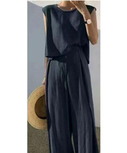 Summer Sleeveless Tank Top And Wide Leg Pants Sets