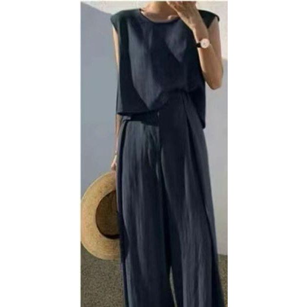 Summer Sleeveless Tank Top And Wide Leg Pants Sets