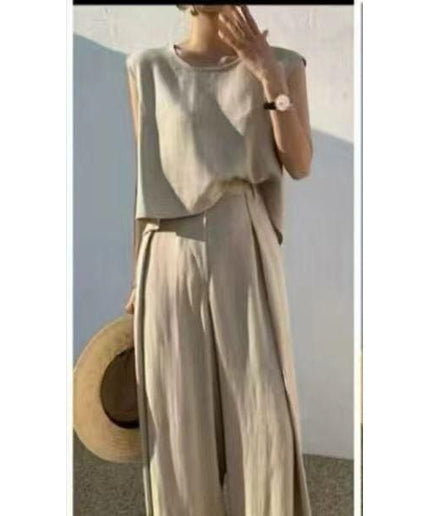 Summer Sleeveless Tank Top And Wide Leg Pants Sets