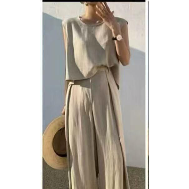 Summer Sleeveless Tank Top And Wide Leg Pants Sets