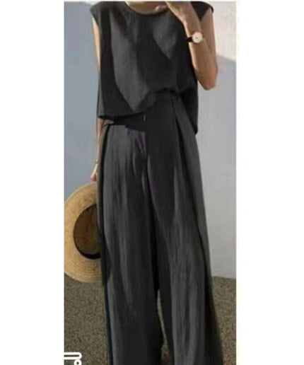 Summer Sleeveless Tank Top And Wide Leg Pants Sets