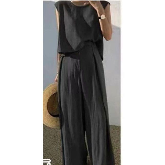 Summer Sleeveless Tank Top And Wide Leg Pants Sets