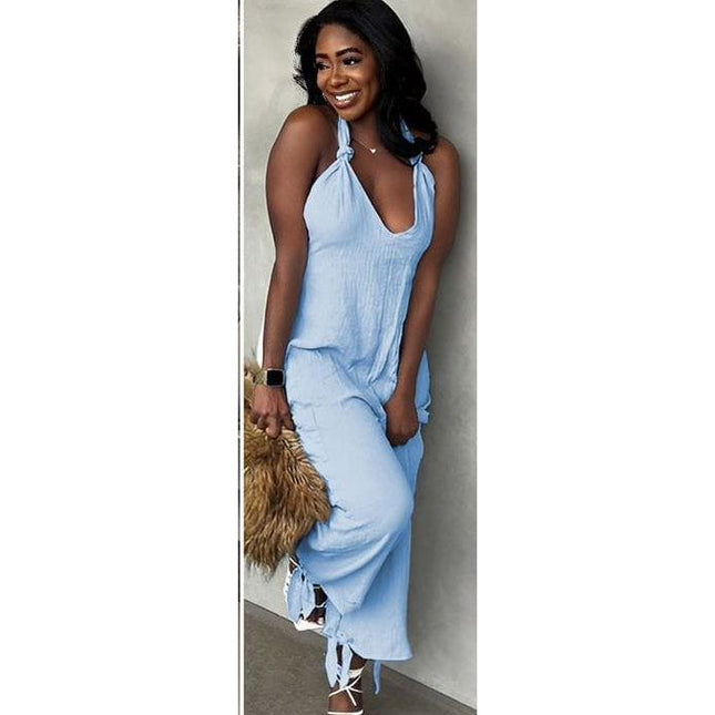 Turtleneck Sleeveless Wide Leg Jumpsuit.