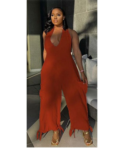 Turtleneck Sleeveless Wide Leg Jumpsuit.