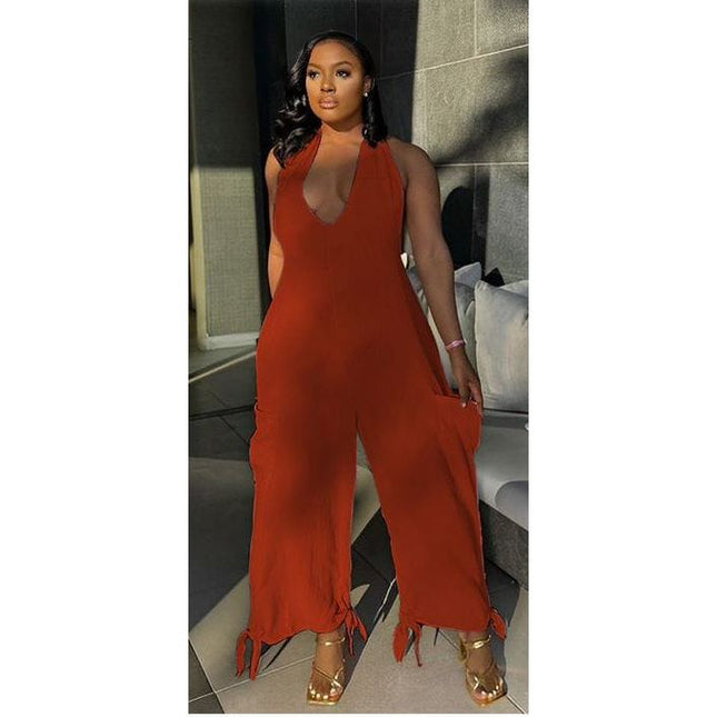 Turtleneck Sleeveless Wide Leg Jumpsuit.