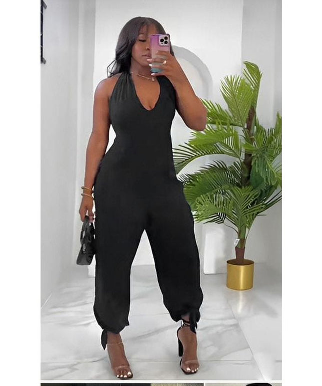 Turtleneck Sleeveless Wide Leg Jumpsuit.