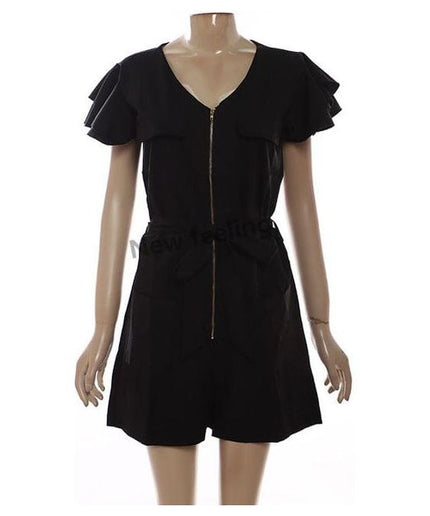 Zipper Short Sleeve Slim Jumpsuits Casual Female Sporty Playsuits.