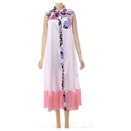 African Sleeveless Printing Polyester Long Dress.