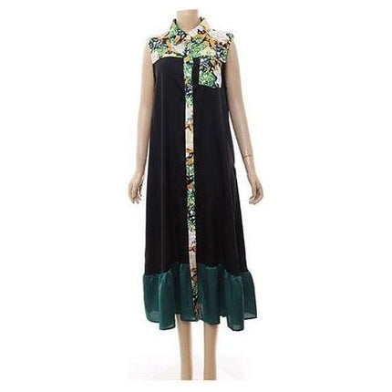 African Sleeveless Printing Polyester Long Dress.