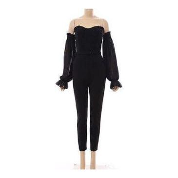 Jumpsuit Sexy Strapless See-through Mesh Long Sleeved.