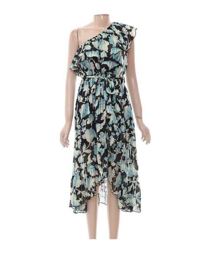 One shoulder floral all-over print summer dress.